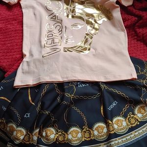 tik tok top and versace top with skirt